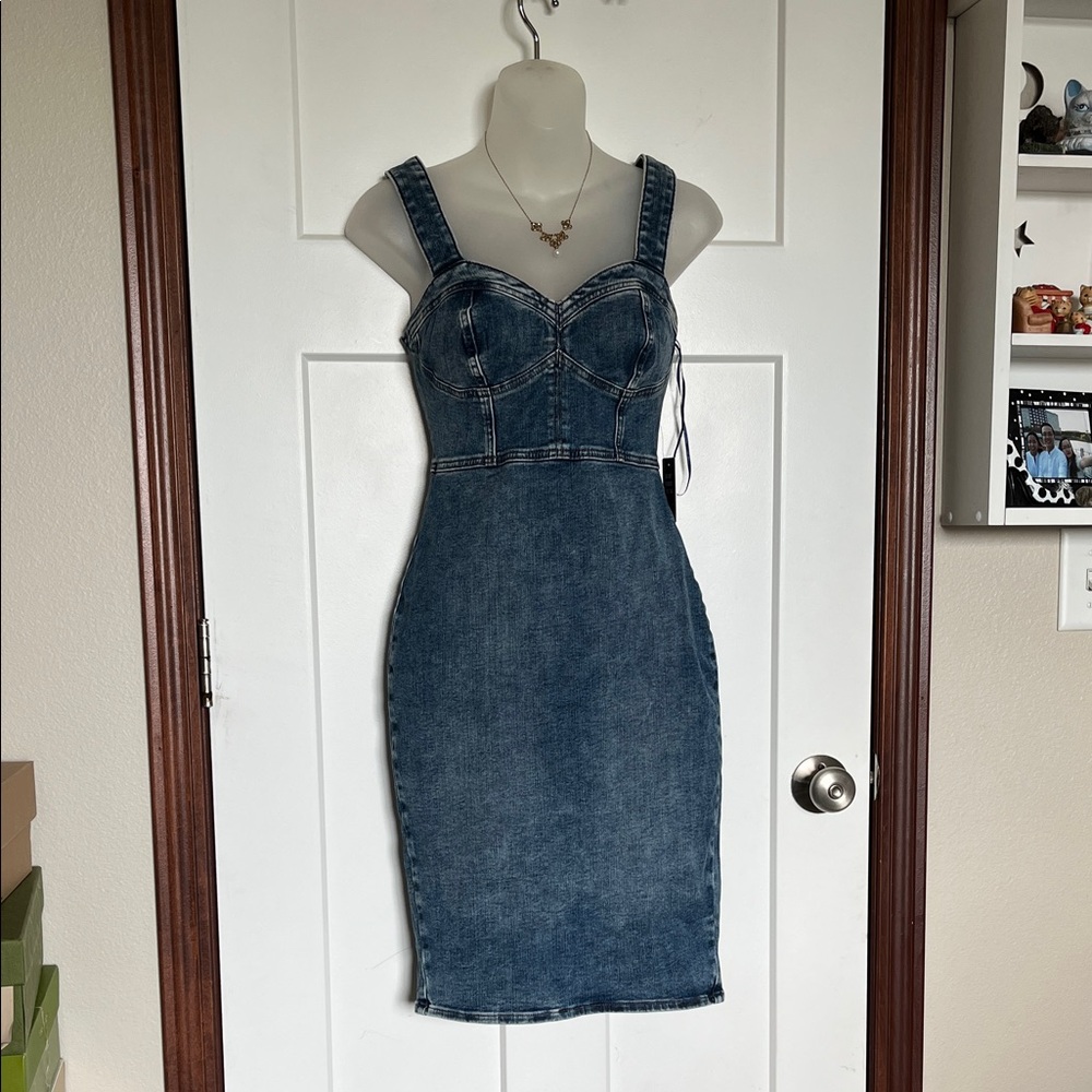 Express Blue Denim Zip-Up Dress